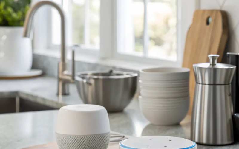 Stylish kitchenware and home essentials arranged neatly on a countertop.